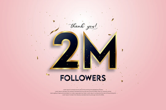 2M followers celebration with beautiful background. design vector.	
