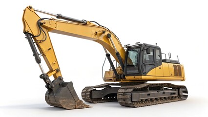 High-Resolution Construction Excavator Isolated on White Background for Professional Product Photography and Marketing Use