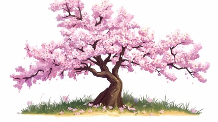 Beautiful cherry blossom tree branch with blooming flower.