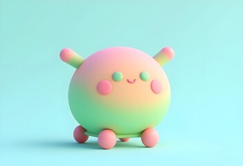 Fototapeta premium Cute Cartoon Character Illustration with Pastel Colors and Cheerful Expression