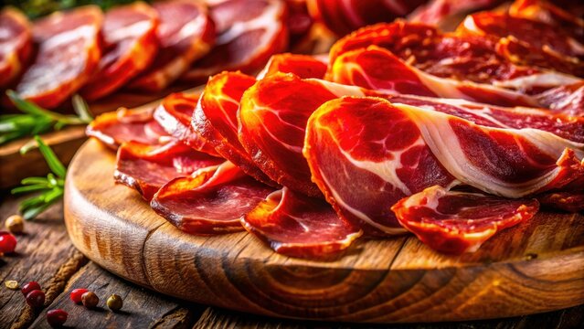 Low Light Catalan Charcuterie: Close-up Ham, Fuet, Lacon Photography