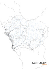 vector map of buildings, highways and waterways in the saint joseph parish area of the country of dominica 
