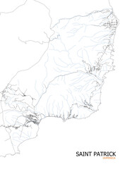 vector map of buildings, highways and waterways in the saint patrick parish area of the country of dominica 