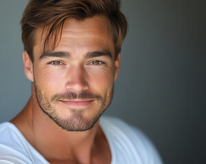 Fototapeta premium Man portrait on white background 
