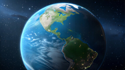 Obraz premium View of planet Earth from space with glowing lights