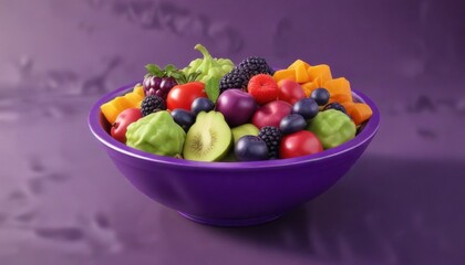 Vibrant purple vegetable and fruit bowl icon set, vector, graphics, bowl
