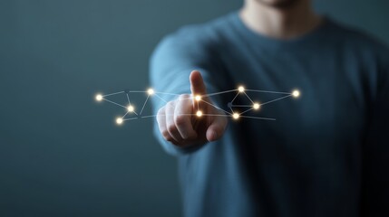 Navigating the network, a man demonstrates the power of interconnected connections in digital world