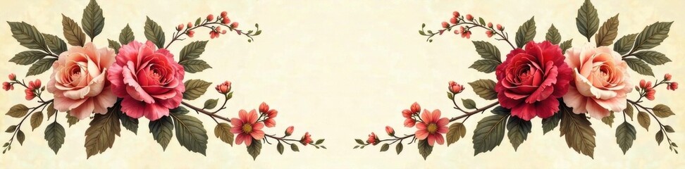Vintage floral wreath with swirling curls, vintage decor, floral wreath, curls