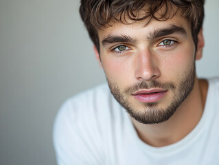 Obraz premium Man portrait on white background 