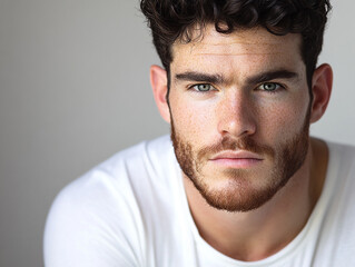 Fototapeta premium Man portrait on white background 