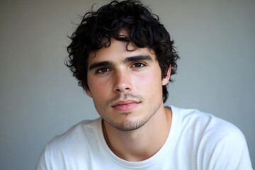 Fototapeta premium Man portrait on white background 