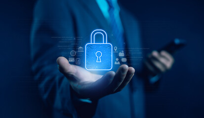 Cyber ​​Security Key Internet Online Password Privacy Concept Data Security from Crime Show...