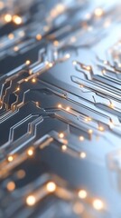 Circuit board detail, glowing lights, tech background, website banner