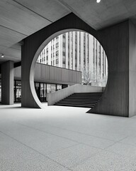 Fototapeta premium City building circular window stairs