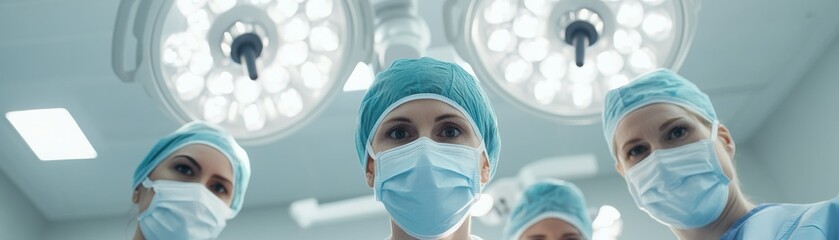 Medical professionals prepare for surgery in a modern operating room, demonstrating teamwork and expertise in patient care.