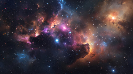 Obraz premium Vibrant galactic sky. Spectral Astronauts. Illustration