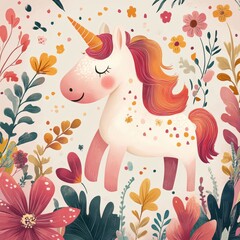 Obraz premium Beautiful unicorn character in Spring