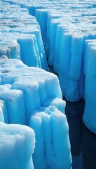 Glacial ice sheet with intricate blue patterns , frozen, texture, glacial