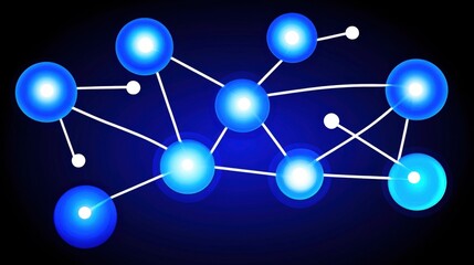 Obraz premium Radiant Depiction of Interconnected Glowing Spheres in a Dynamic Network Design