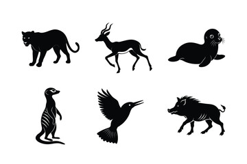 Animal silhouette vector illustration set 3
