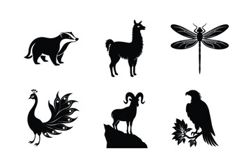Animal silhouette vector illustration set 5