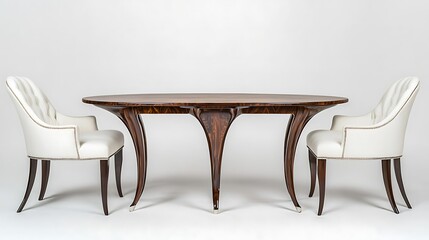 Oval Dining Table with Elegant Chairs; Modern Furniture; Studio Shot; Interior Design; Possible Use Catalog, Website