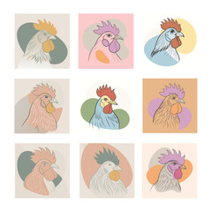 Hen head logo vector illustration 2
