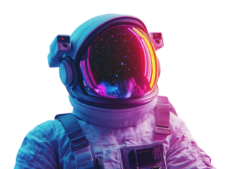 PNG Astronaut in space lights futuristic background.