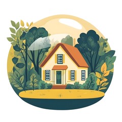 Fototapeta premium house is shown under a protective dome, symbolizing the security provided by house insurance