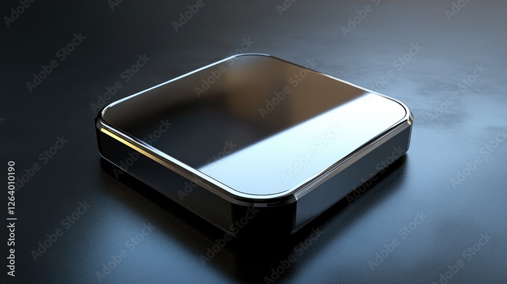 Poster A 3D rendering of a sleek modern digital silver tech device, showcasing its polished surface and futuristic design.