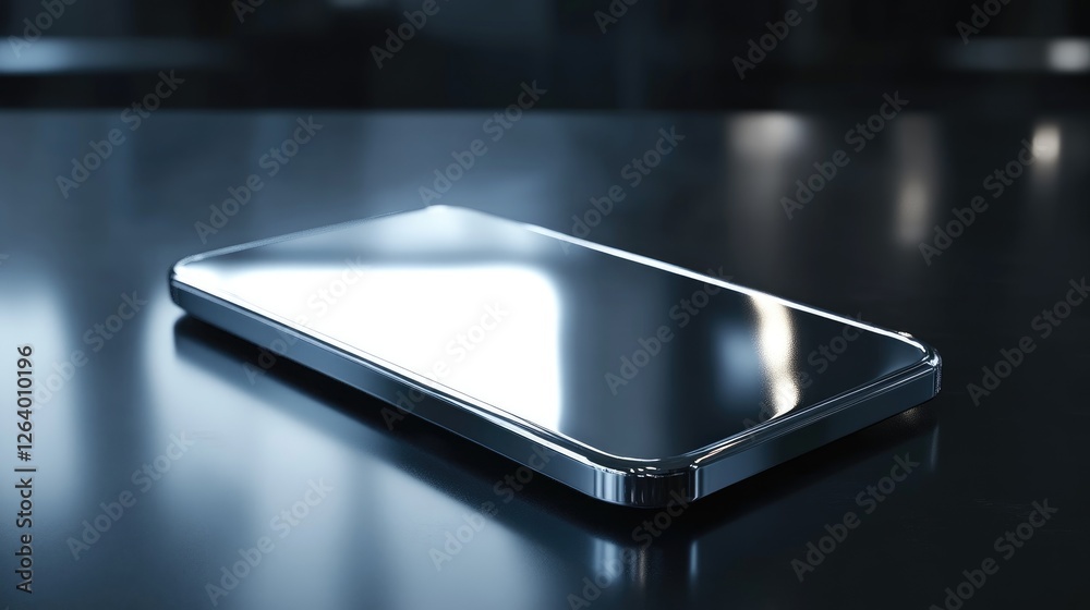 Aufkleber A 3D rendering of a sleek modern digital silver tech device, showcasing its polished surface and futuristic design.