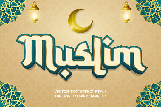 muslim islamic arabic style typography editable text effect font style template design background