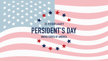 Obraz premium Happy President's Day banner with American flag background.Vector illustration