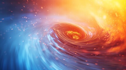 A stunning AI-generated image of a cosmic vortex blending fiery orange and cool blue hues, creating a swirling energy field in space. Ideal for sci-fi themes and fantasy concepts. AI generated.
