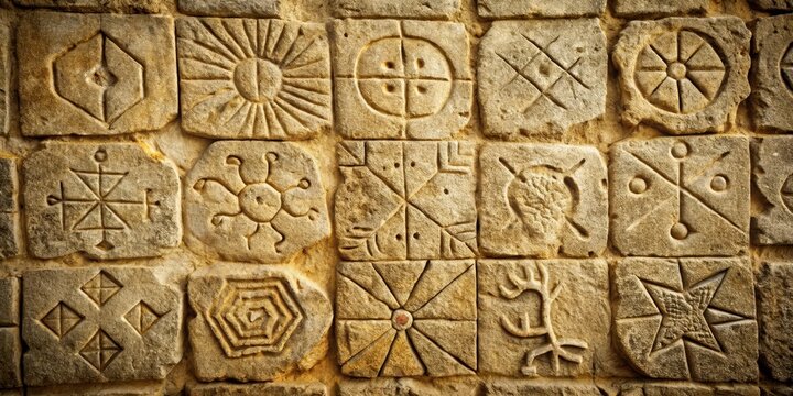 Ancient cryptic symbols etched into stone walls, ancient, conspiracy,  ancient