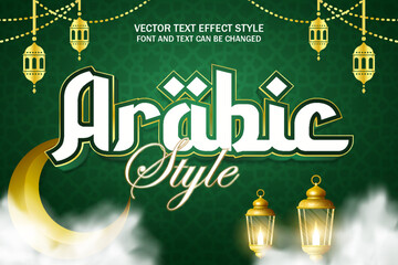 arabic style muslim islamic typography editable text effect font style template design background