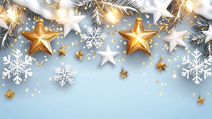 Festive Christmas Stars and Snowflakes Background