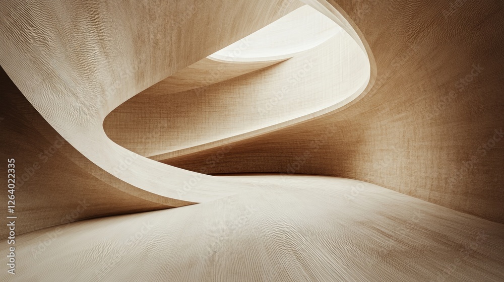 Poster A composition of curved shapes interwoven in a minimalist style, creating a visually smooth and serene aesthetic.