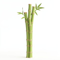 Obraz premium bamboo, 3d style imitation, cartoon icon, white background