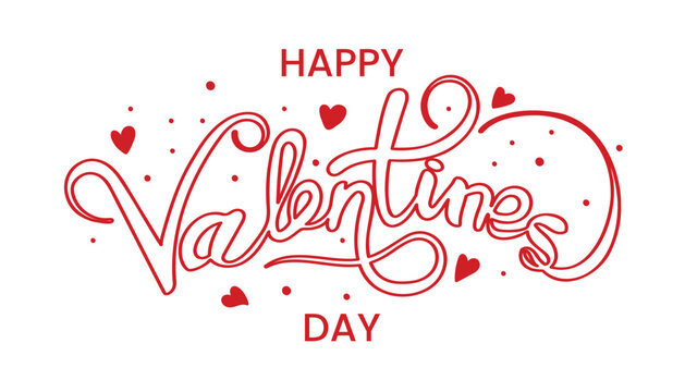 Happy Valentines Day greeting card. Calligraphic design for print cards, banner, poster Hand drawn text lettering for Valentines Day with hearts shape
