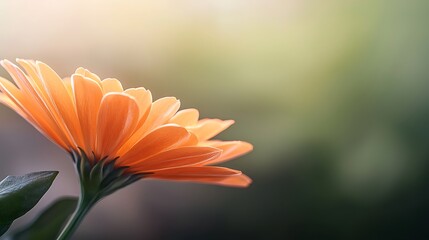 Close-up of a vibrant orange flower petal against a softly blurred green background