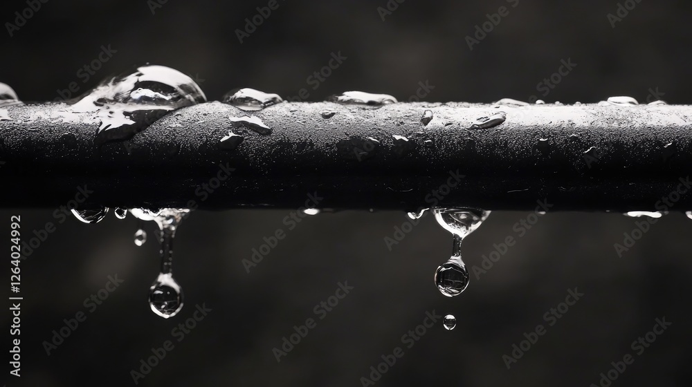 Poster a dramatic shot of water dripping from a black pipe, highlighting the functionality and importance o