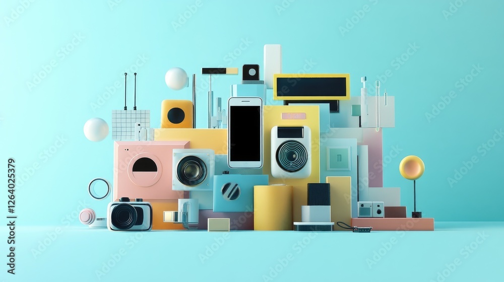 Poster A dynamic image of tech devices, all connected through a mobile phone, symbolizing the integration of modern technology into daily life.