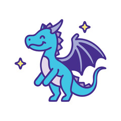 Cute magical dragon with sparkling wings