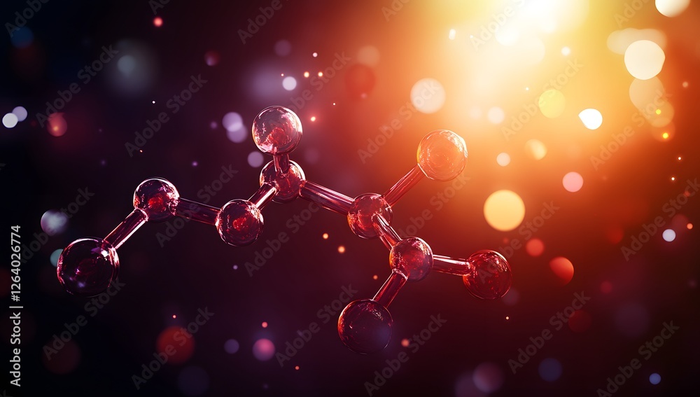 Aufkleber molecular structure in dark bokeh background