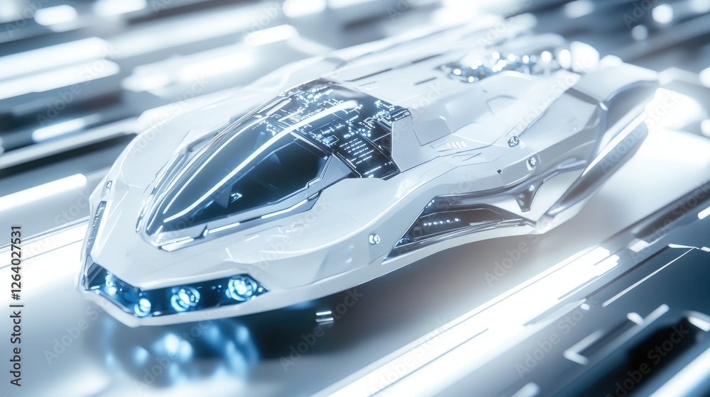 Aufkleber A futuristic 3D rendering of a digital silver tech device with clean lines, showcasing its cutting-edge design and advanced features.
