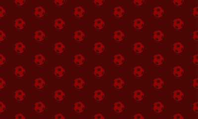Soccer ball seamless pattern on red background.