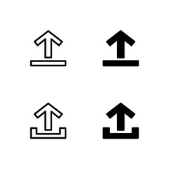Upload icon set. Up arrow icon. Submit icon.