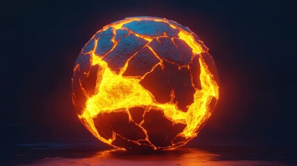 Fototapeta premium A glowing cracked globe with rising heat waves, representing global warming and environmental issues in a captivating 3D abstract design.