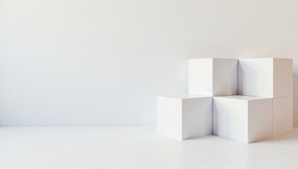 White cube boxes with random shifted blocks on a plain background , cube, minimalism, wallpaper